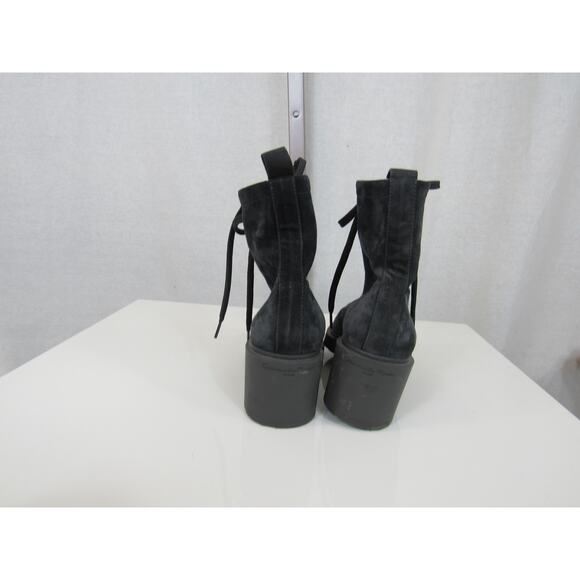 Gianvito Rossi Foster 45 Suede Ankle Boots Size 35 US 5 Black Leather Combat - Picture 4 of 7